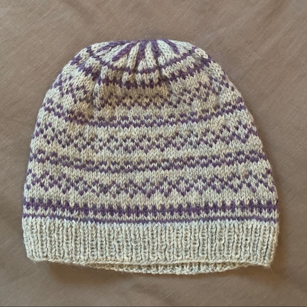 Hand Knit Fair Isle Wool Cap - Picture 2 of 5